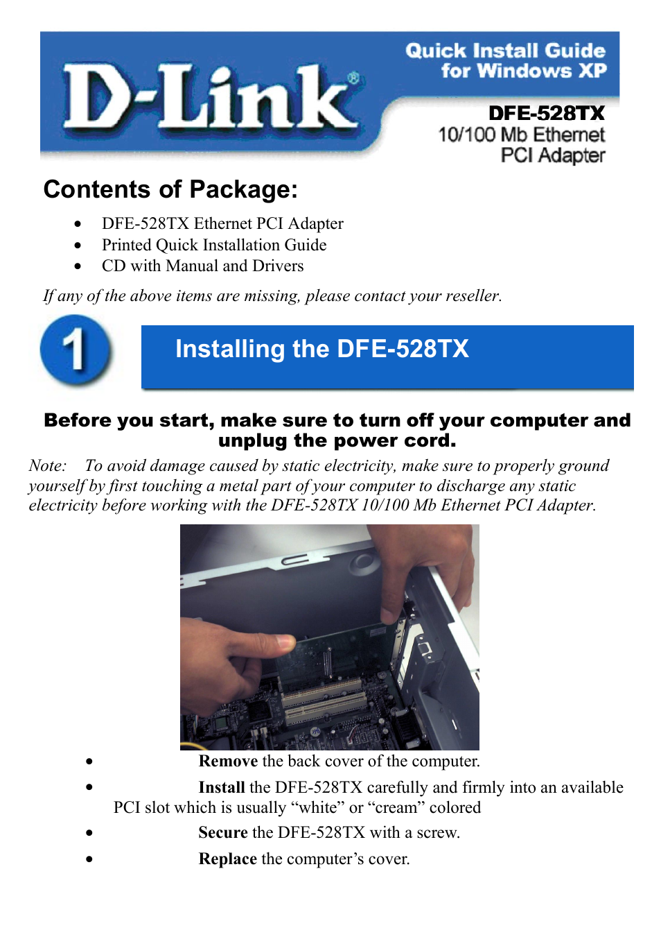 D-Link DFE-528TX User Manual | 9 pages