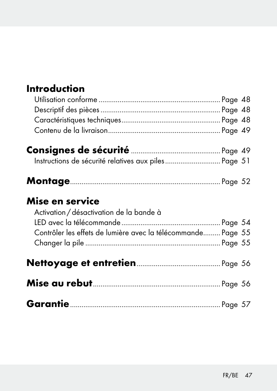 Introduction, Consignes de sécurité, Montage | Mise en service, Nettoyage et entretien, Mise au rebut, Garantie | Livarno Z31228 User Manual | Page 47 / 80