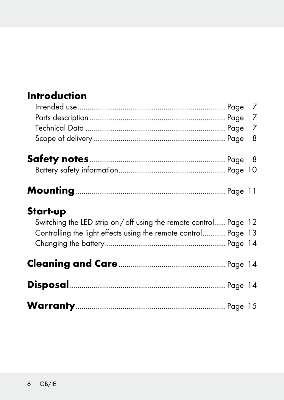 Introduction, Mounting, Start-up | Cleaning and care, Disposal, Warranty | Livarno Z31228 User Manual | Page 6 / 80