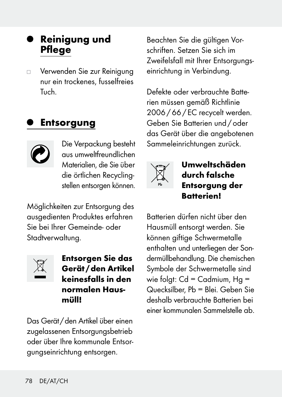 Reinigung und pflege, Entsorgung | Livarno Z31228 User Manual | Page 78 / 80