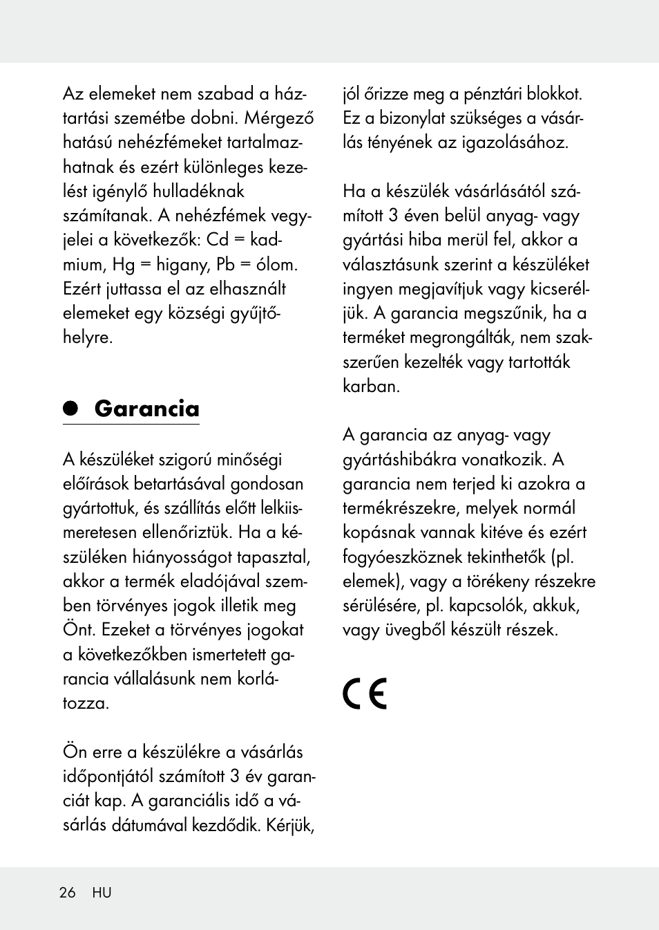 Garancia | Livarno Z31228 User Manual | Page 26 / 60