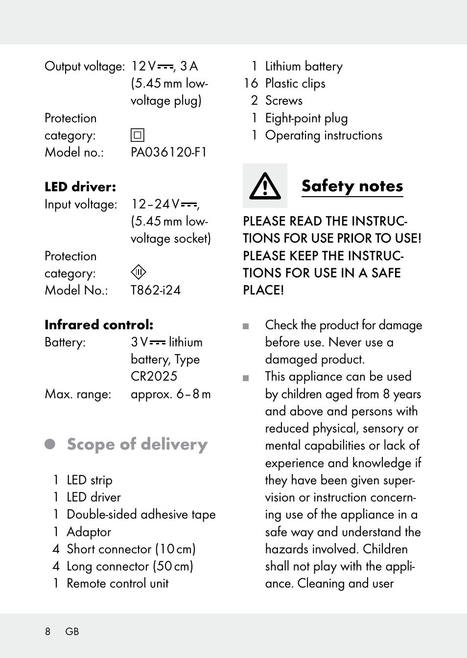 Scope of delivery | Livarno Z31228 User Manual | Page 8 / 60