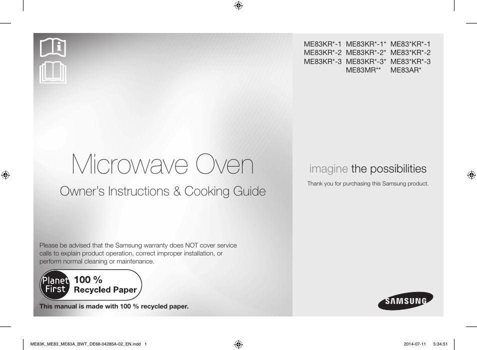 Samsung ME83KRS-2 User Manual | 30 pages