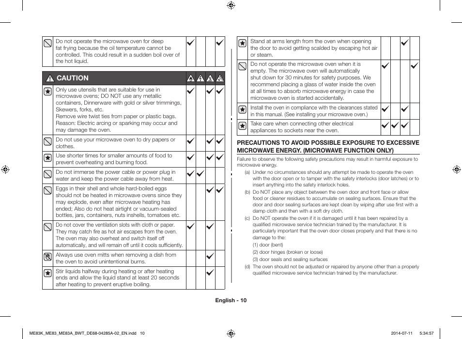 Samsung ME83KRS-2 User Manual | Page 10 / 30