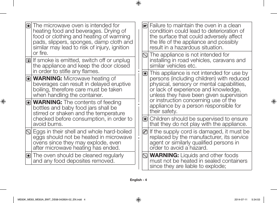 Samsung ME83KRS-2 User Manual | Page 4 / 30