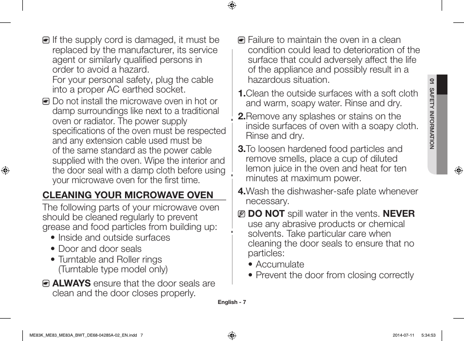 Samsung ME83KRS-2 User Manual | Page 7 / 30