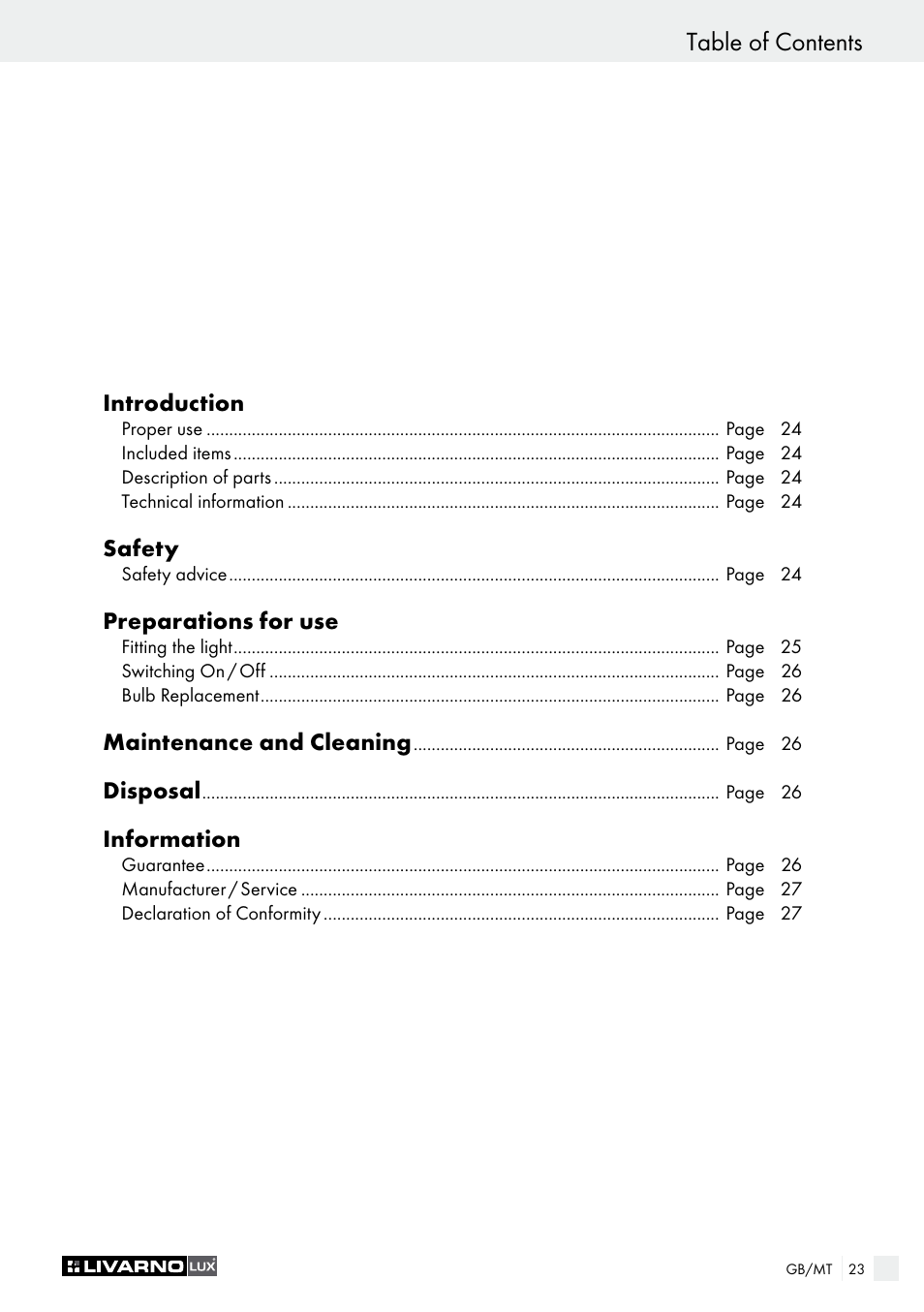 Livarno 1240/026L User Manual | Page 23 / 37