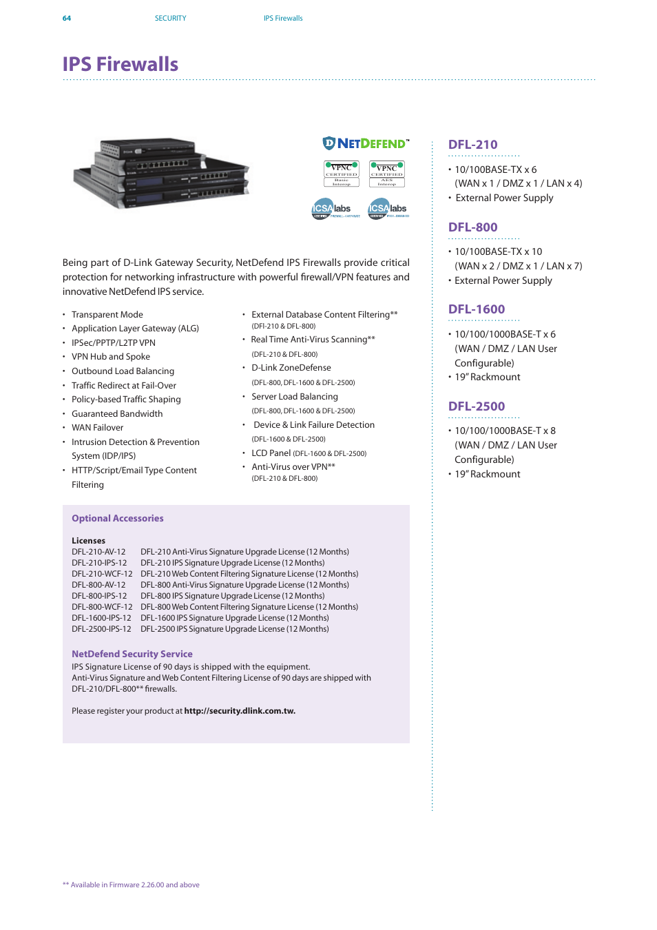 Ips firewalls, Dfl-210, Dfl-800 | Dfl-1600, Dfl-2500 | D-Link DES-7200 User Manual | Page 66 / 100