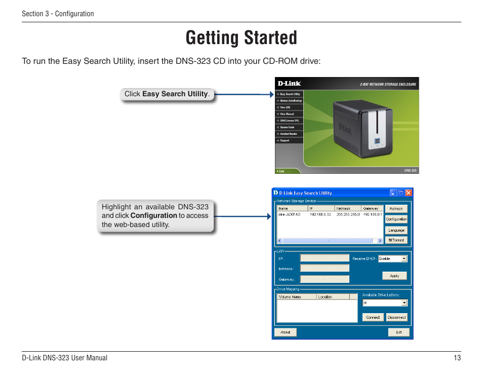 Getting started | D-Link DNS-33 User Manual | Page 13 / 85