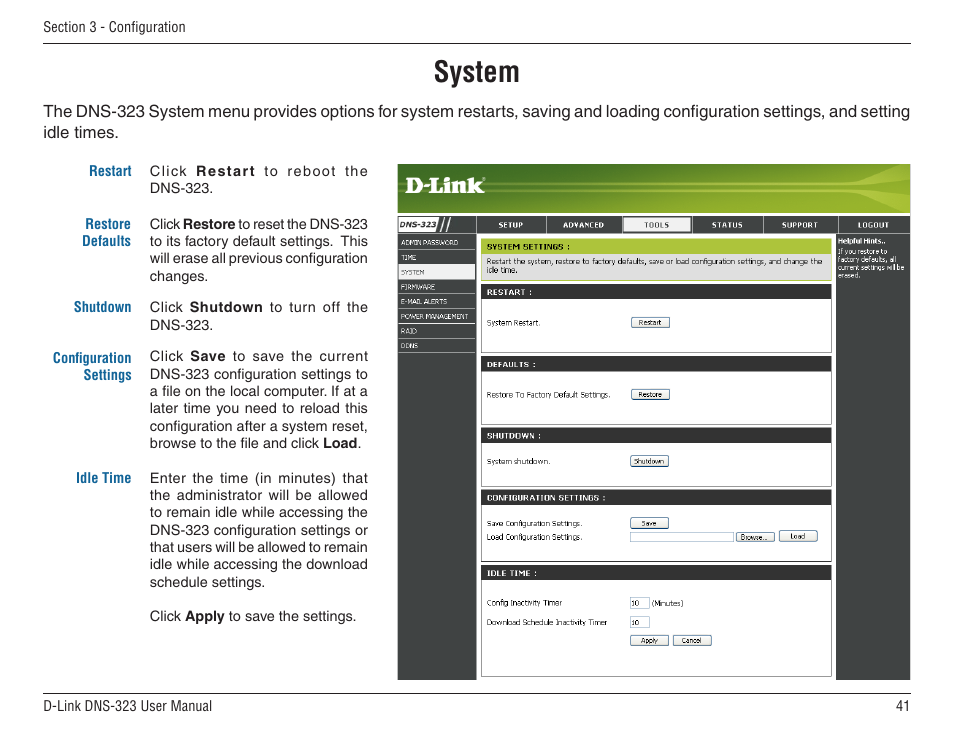 System | D-Link DNS-33 User Manual | Page 41 / 85