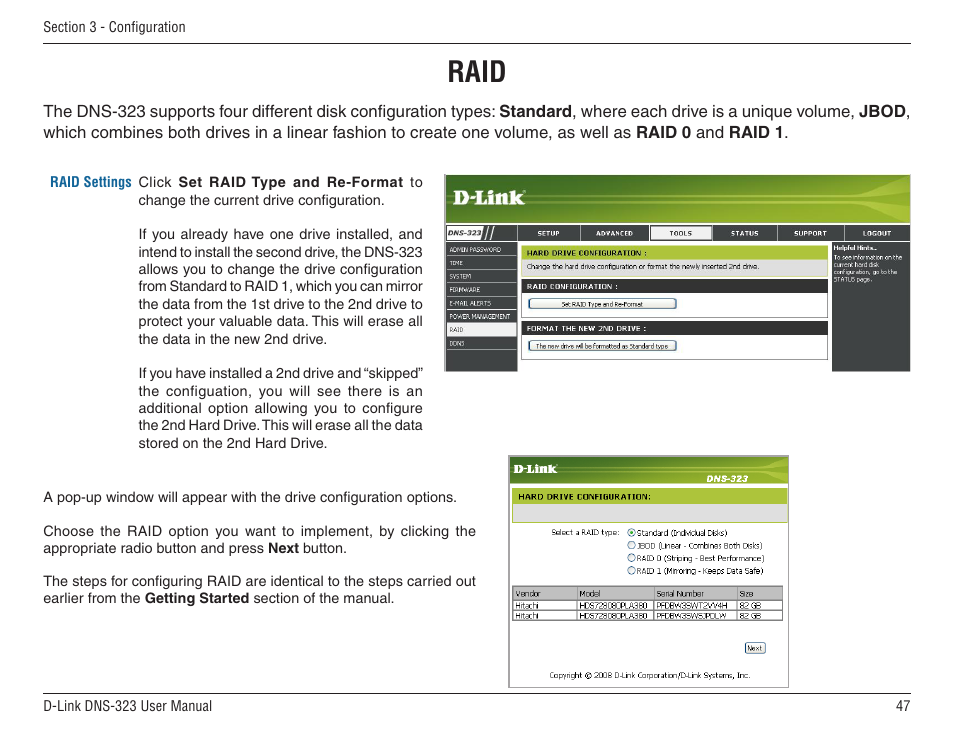 Raid | D-Link DNS-33 User Manual | Page 47 / 85
