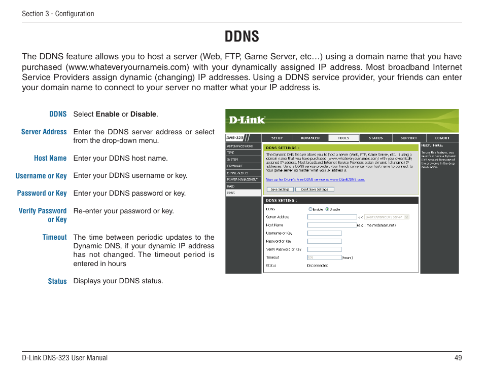 Ddns | D-Link DNS-33 User Manual | Page 49 / 85