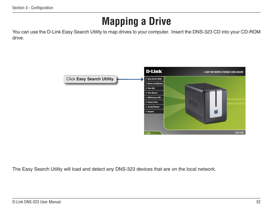 Mapping a drive | D-Link DNS-33 User Manual | Page 52 / 85