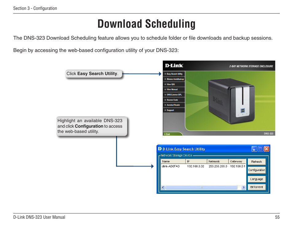 Download scheduling | D-Link DNS-33 User Manual | Page 55 / 85