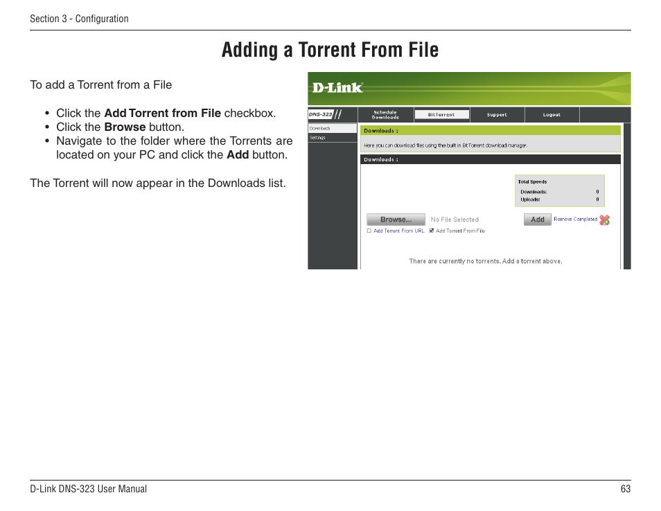 Adding a torrent from file | D-Link DNS-33 User Manual | Page 63 / 85