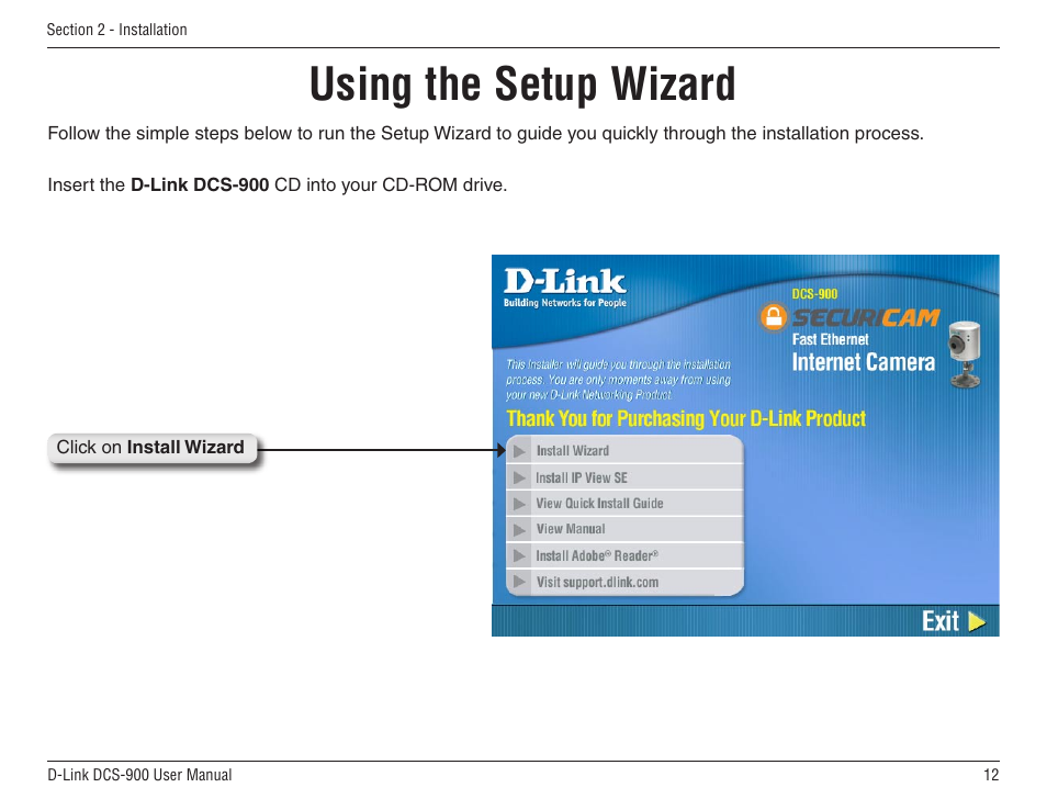 Using the setup wizard | D-Link DCS-900 User Manual | Page 12 / 76