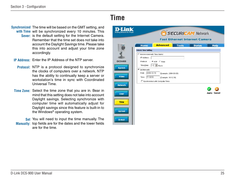 Time | D-Link DCS-900 User Manual | Page 25 / 76