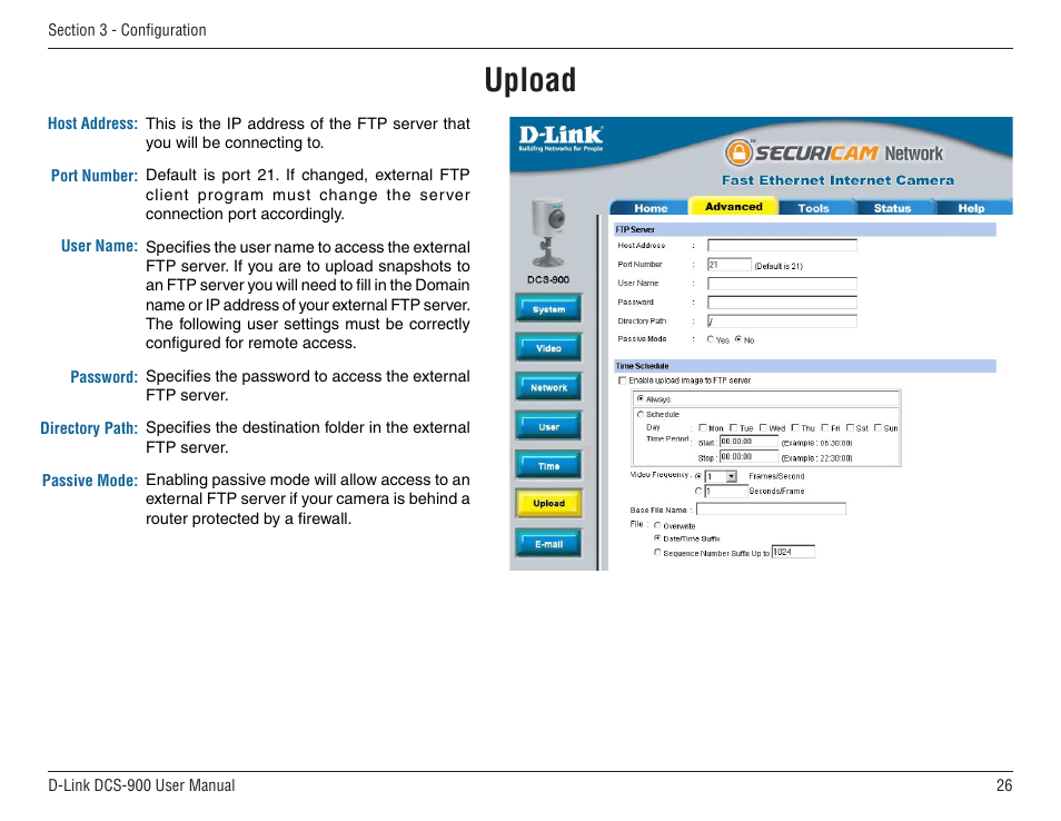 Upload | D-Link DCS-900 User Manual | Page 26 / 76