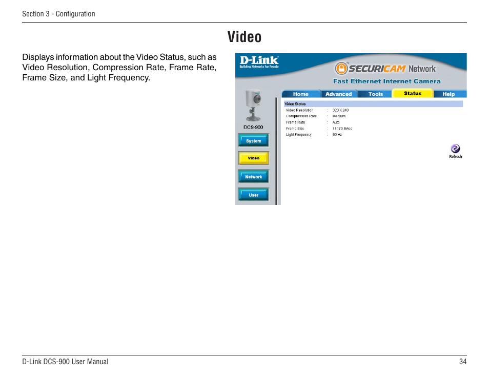 Video | D-Link DCS-900 User Manual | Page 34 / 76