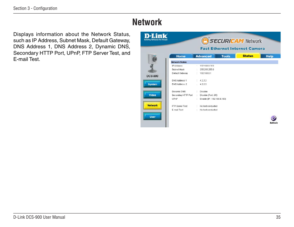 Network | D-Link DCS-900 User Manual | Page 35 / 76