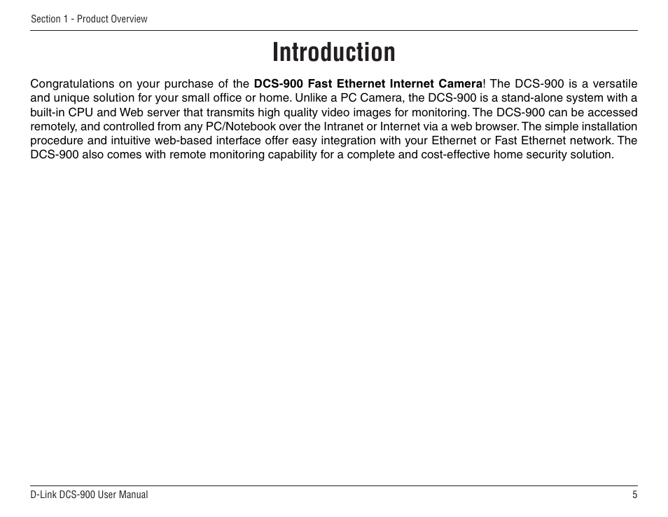 Introduction | D-Link DCS-900 User Manual | Page 5 / 76