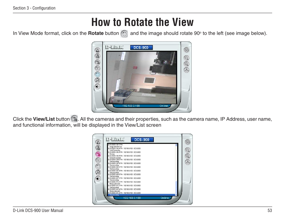 How to rotate the view view/list, How to rotate the view | D-Link DCS-900 User Manual | Page 53 / 76