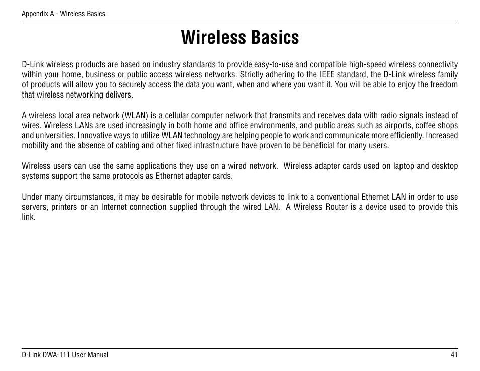 Wireless basics | D-Link DWA-111 User Manual | Page 41 / 49