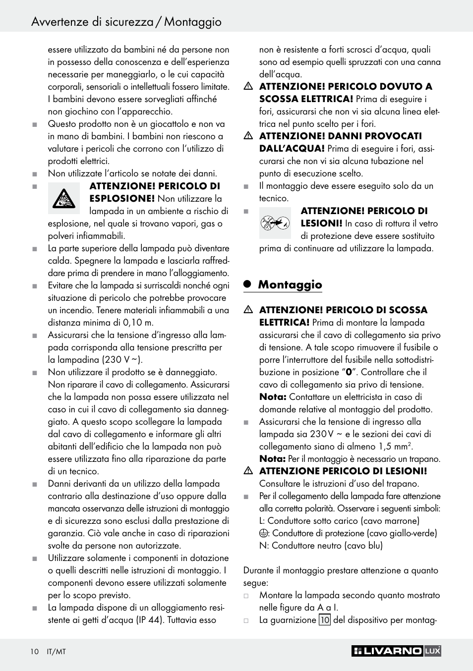 Avvertenze di sicurezza / montaggio, Montaggio | Livarno Z30649A User Manual | Page 10 / 31