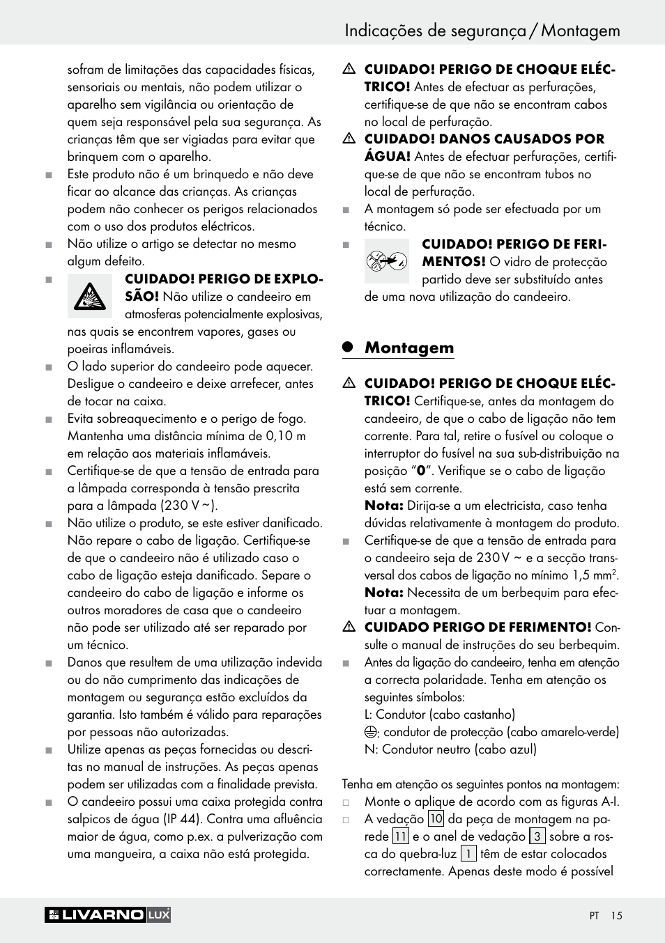 Indicações de segurança / montagem, Montagem | Livarno Z30649A User Manual | Page 15 / 31