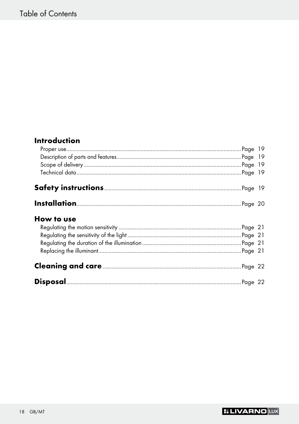 Livarno Z30649A User Manual | Page 18 / 31