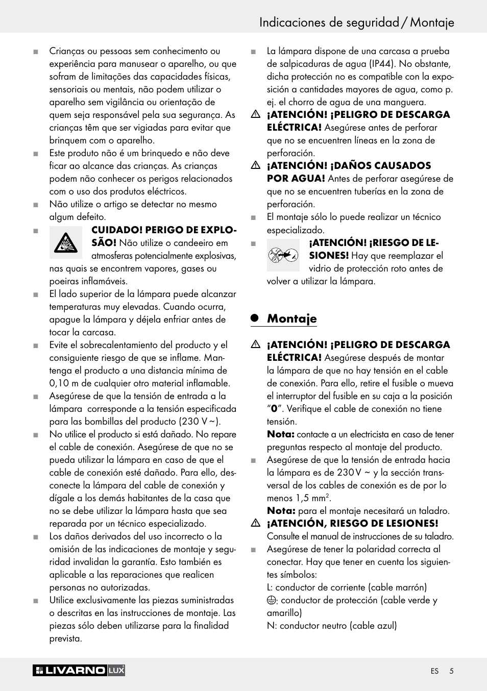Indicaciones de seguridad / montaje, Montaje | Livarno Z30649A User Manual | Page 5 / 31