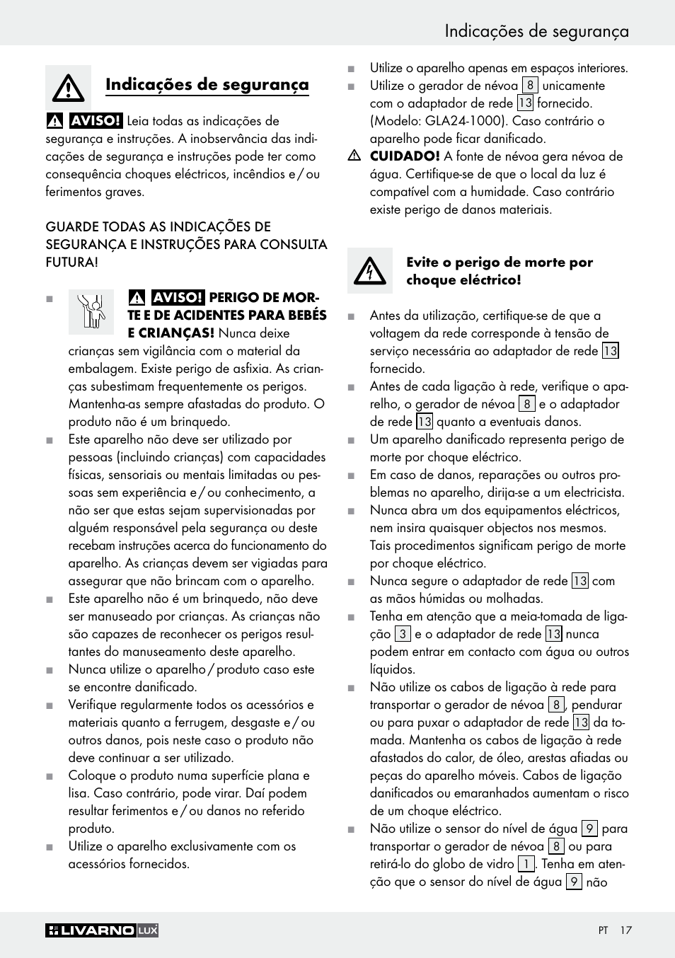 Indicações de segurança | Livarno Z30591A-BS User Manual | Page 17 / 35