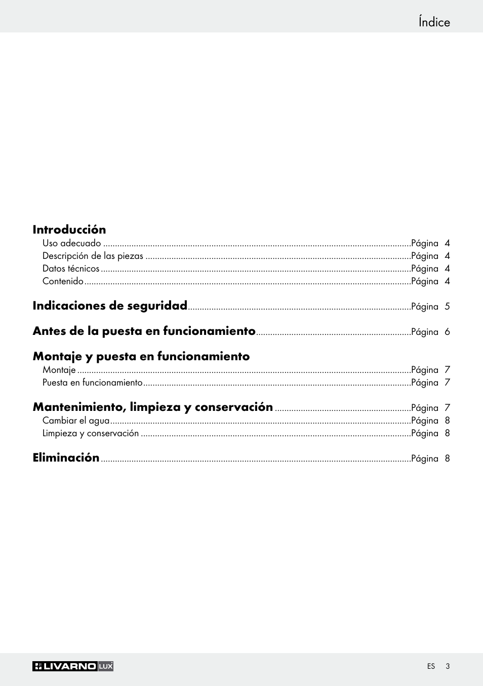 Índice | Livarno Z30591A-BS User Manual | Page 3 / 35