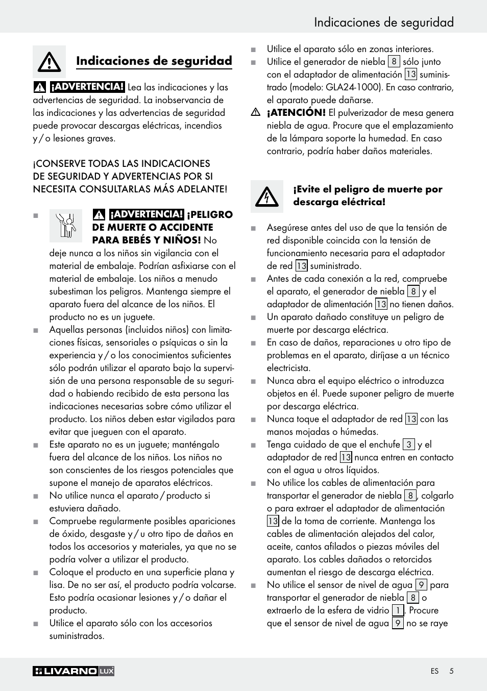 Indicaciones de seguridad | Livarno Z30591A-BS User Manual | Page 5 / 35