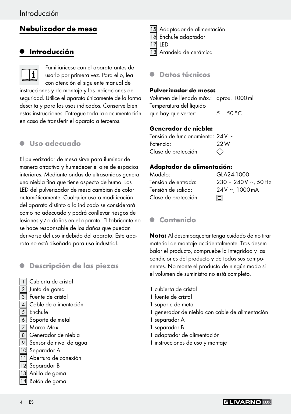 Livarno Z30591B-BS User Manual | Page 4 / 35