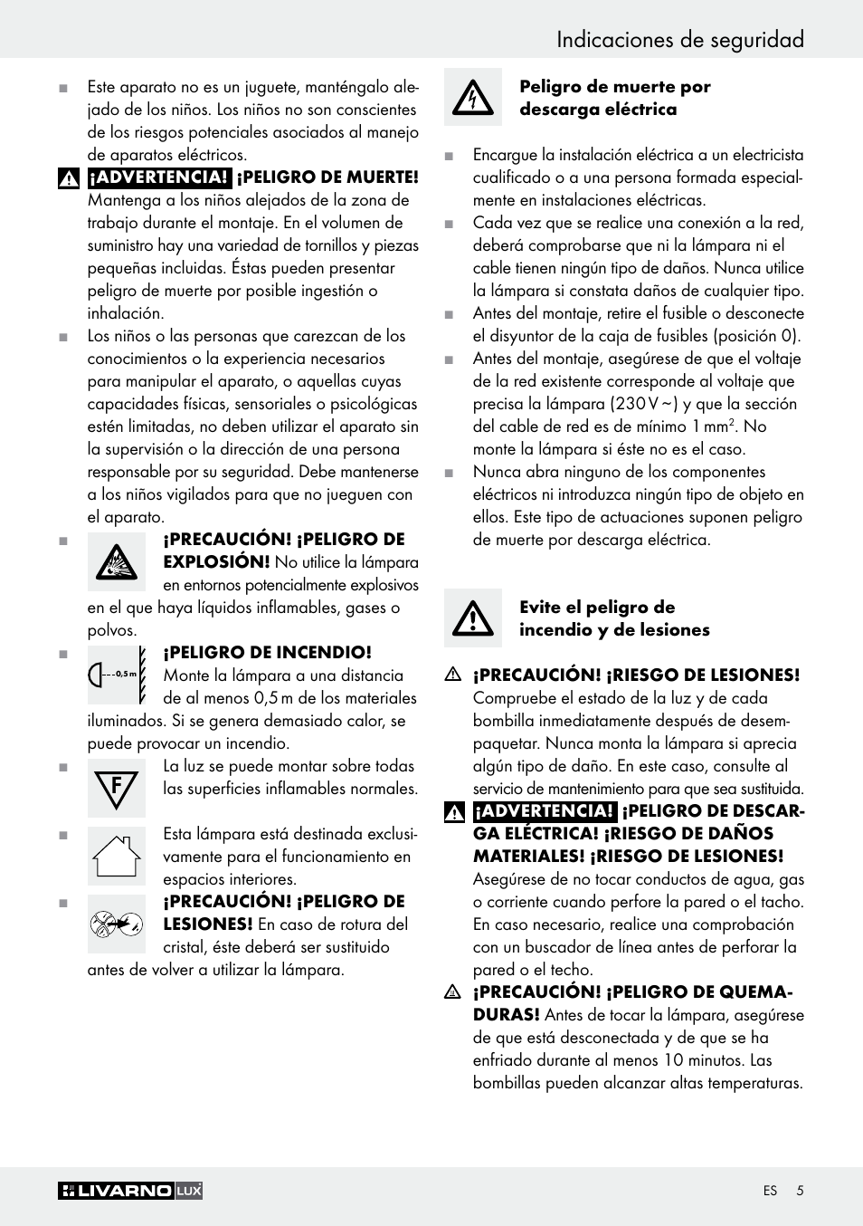 Indicaciones de seguridad | Livarno Z30347C User Manual | Page 5 / 33