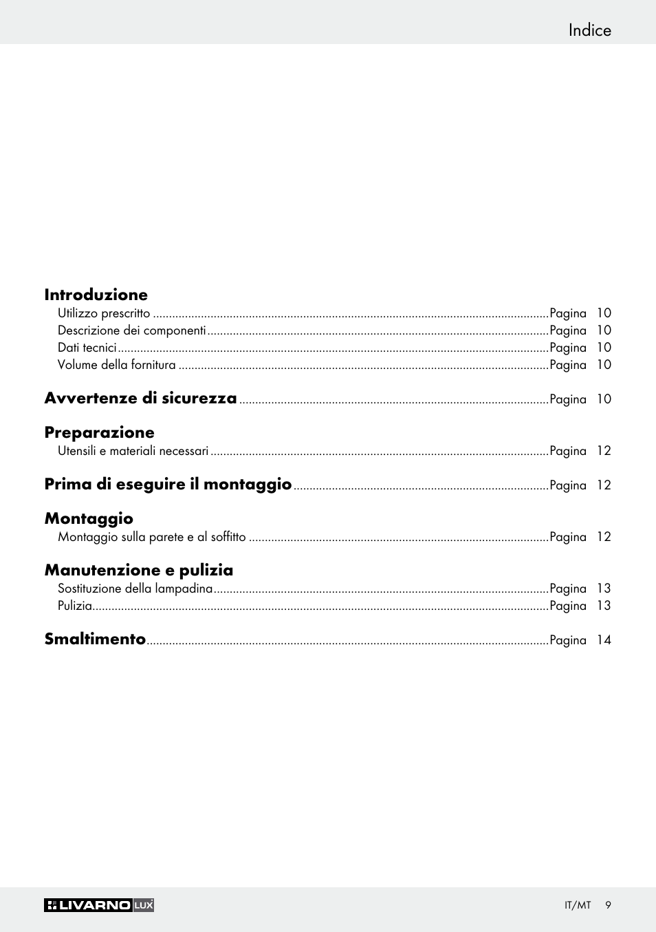 Indice | Livarno Z30347C User Manual | Page 9 / 33