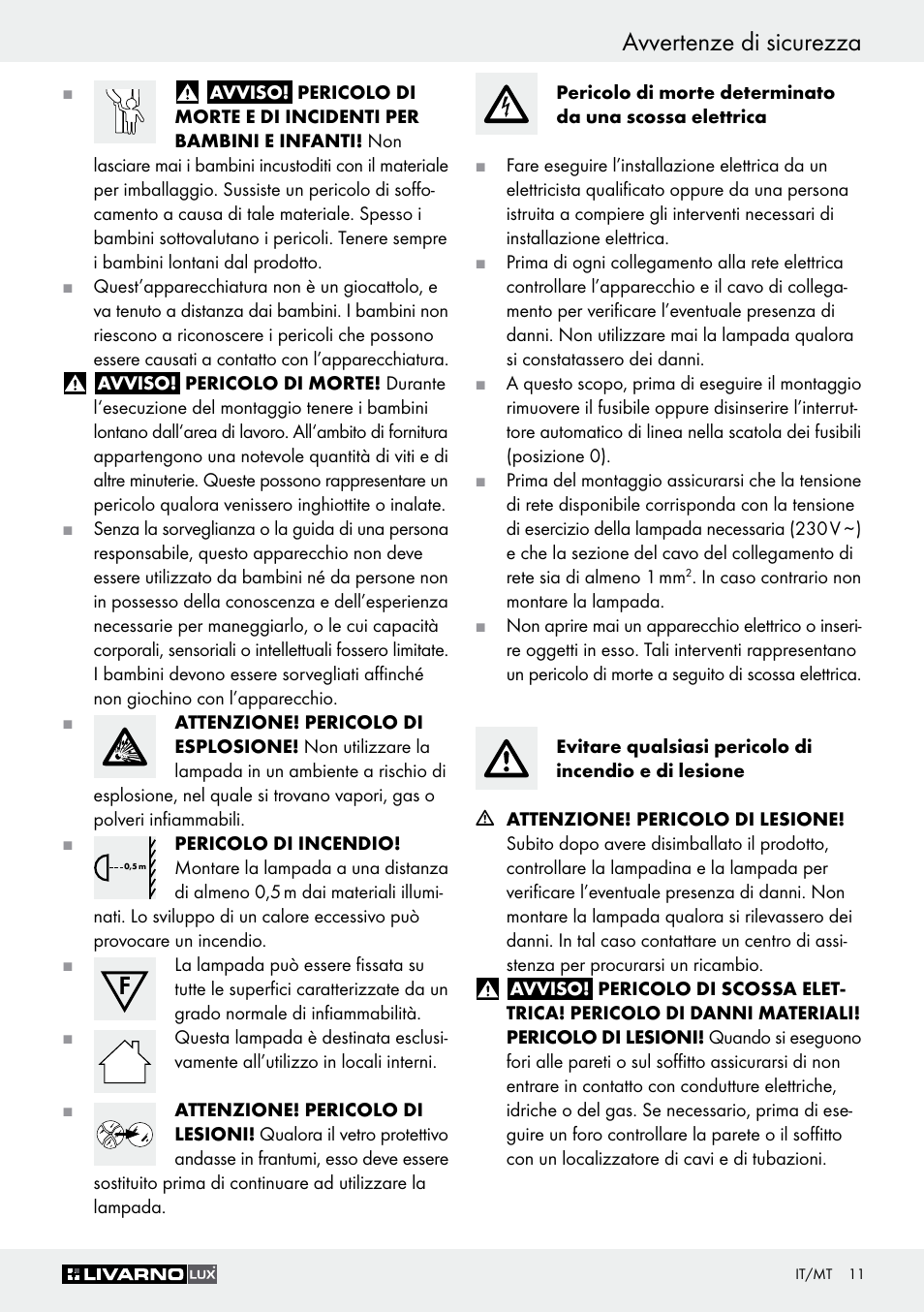 Avvertenze di sicurezza | Livarno Z30347A Z30347B User Manual | Page 11 / 35
