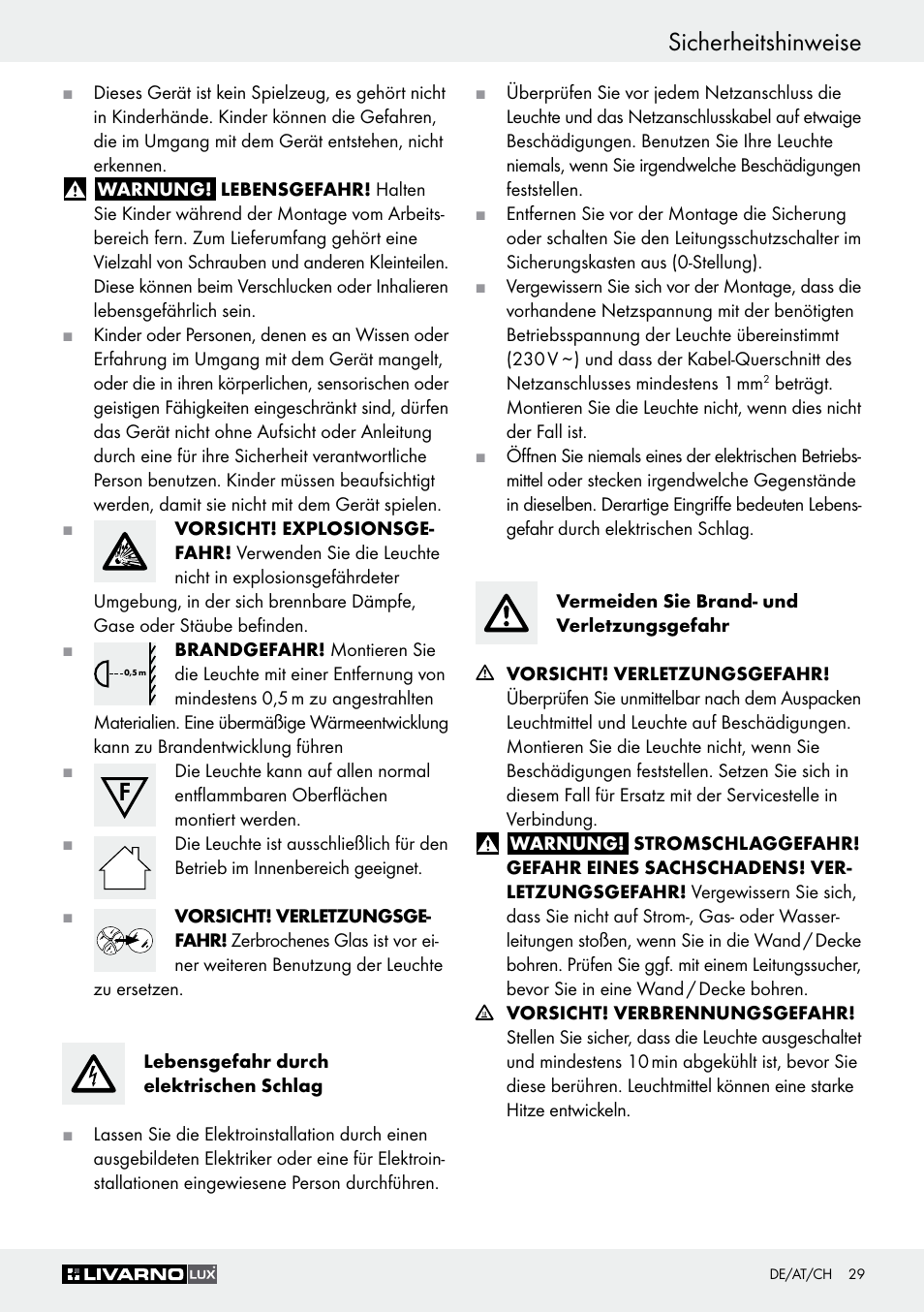 Sicherheitshinweise | Livarno Z30347A Z30347B User Manual | Page 29 / 35