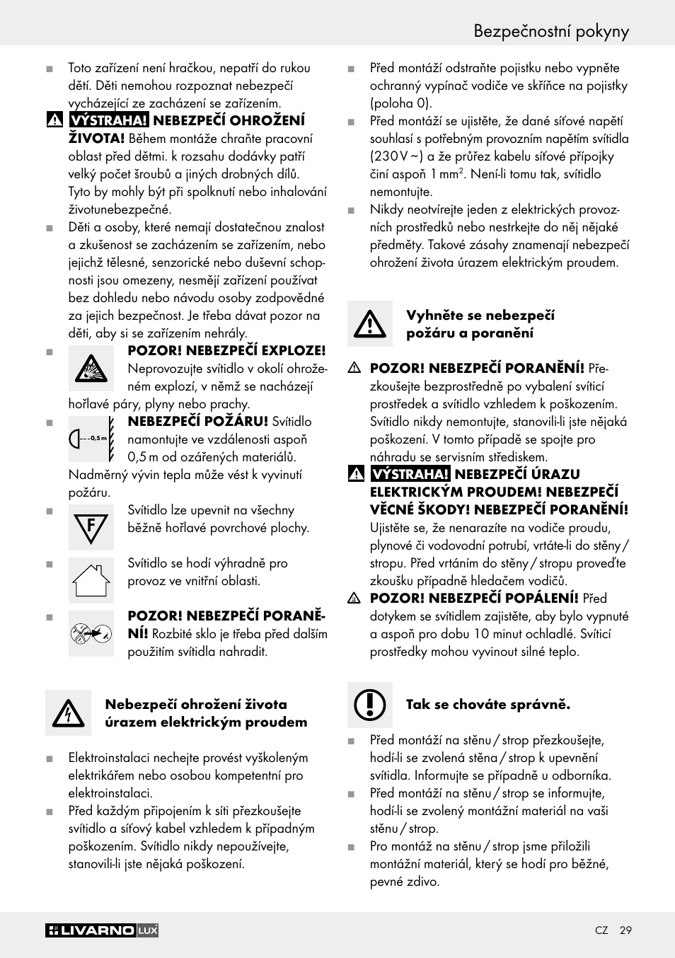 Bezpečnostní pokyny | Livarno Z30347A Z30347B User Manual | Page 29 / 47