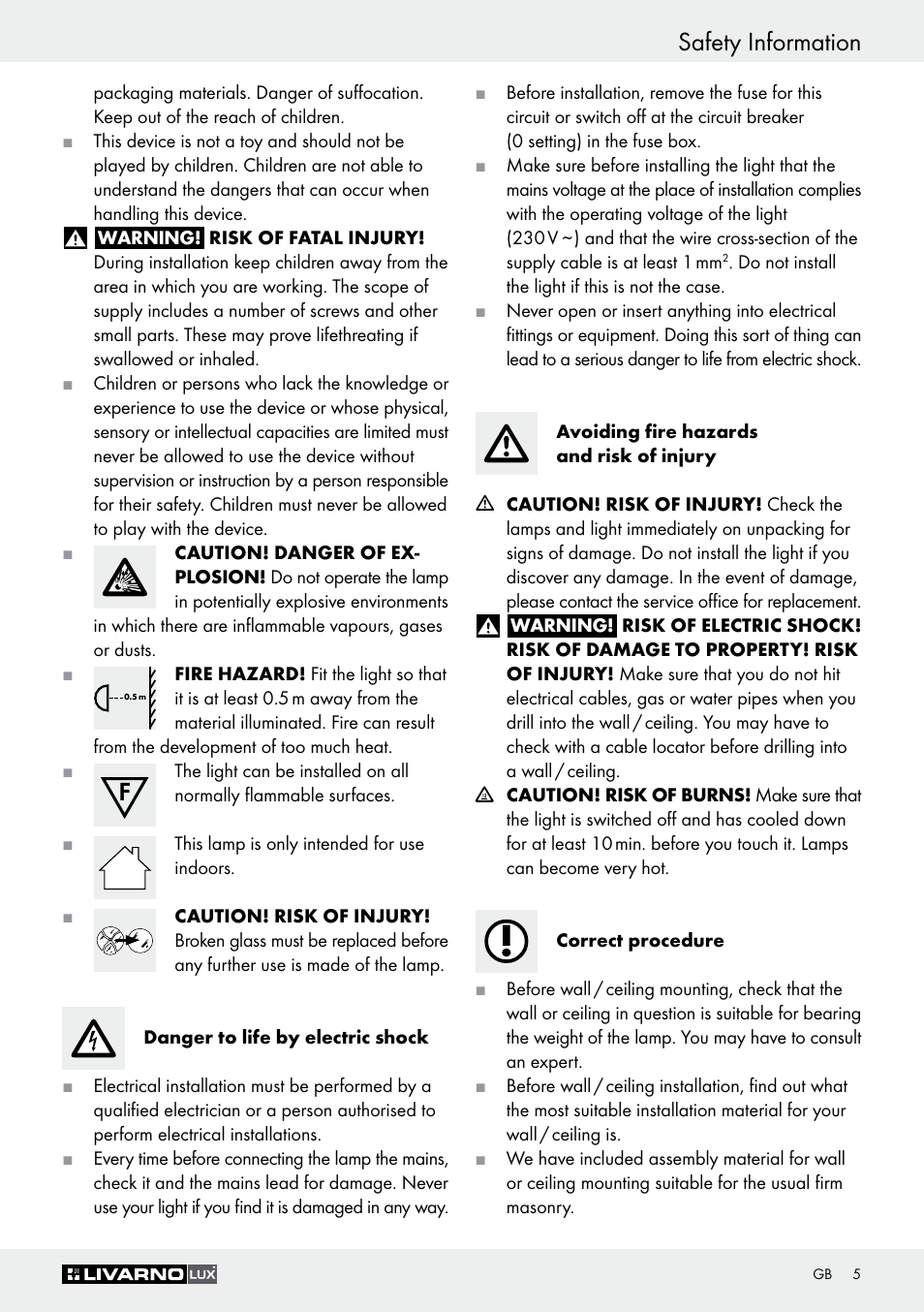 Safety information | Livarno Z30347A Z30347B User Manual | Page 5 / 47