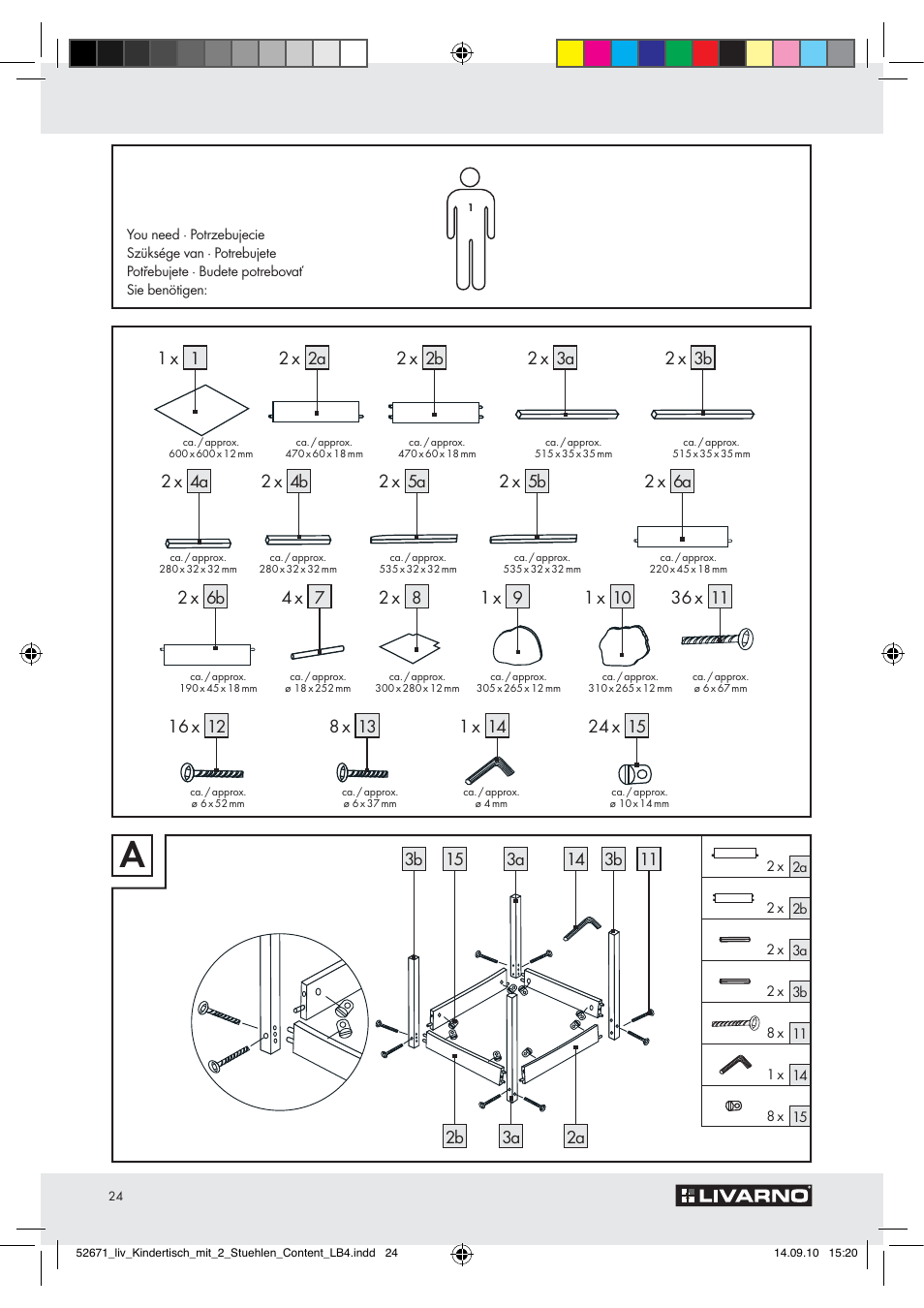 2a 2b 3a | Livarno Z30390 User Manual | Page 22 / 24