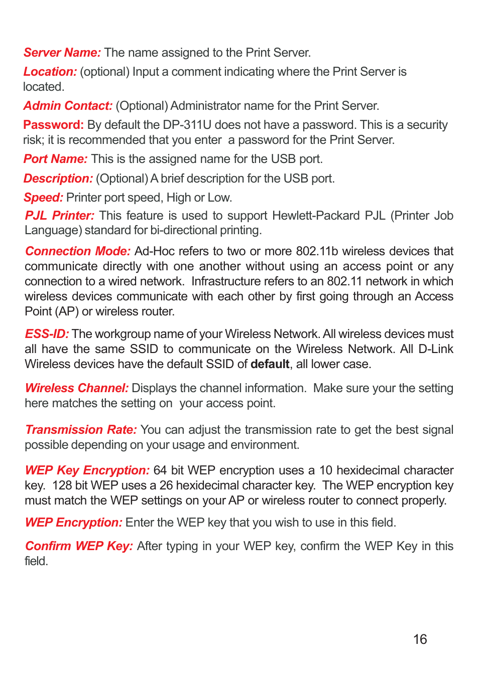 D-Link DP-311U User Manual | Page 16 / 76