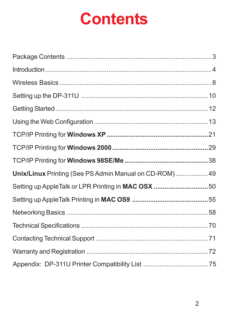 D-Link DP-311U User Manual | Page 2 / 76