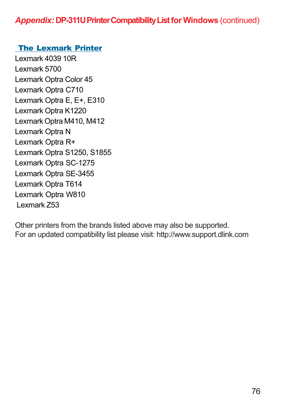 D-Link DP-311U User Manual | Page 76 / 76