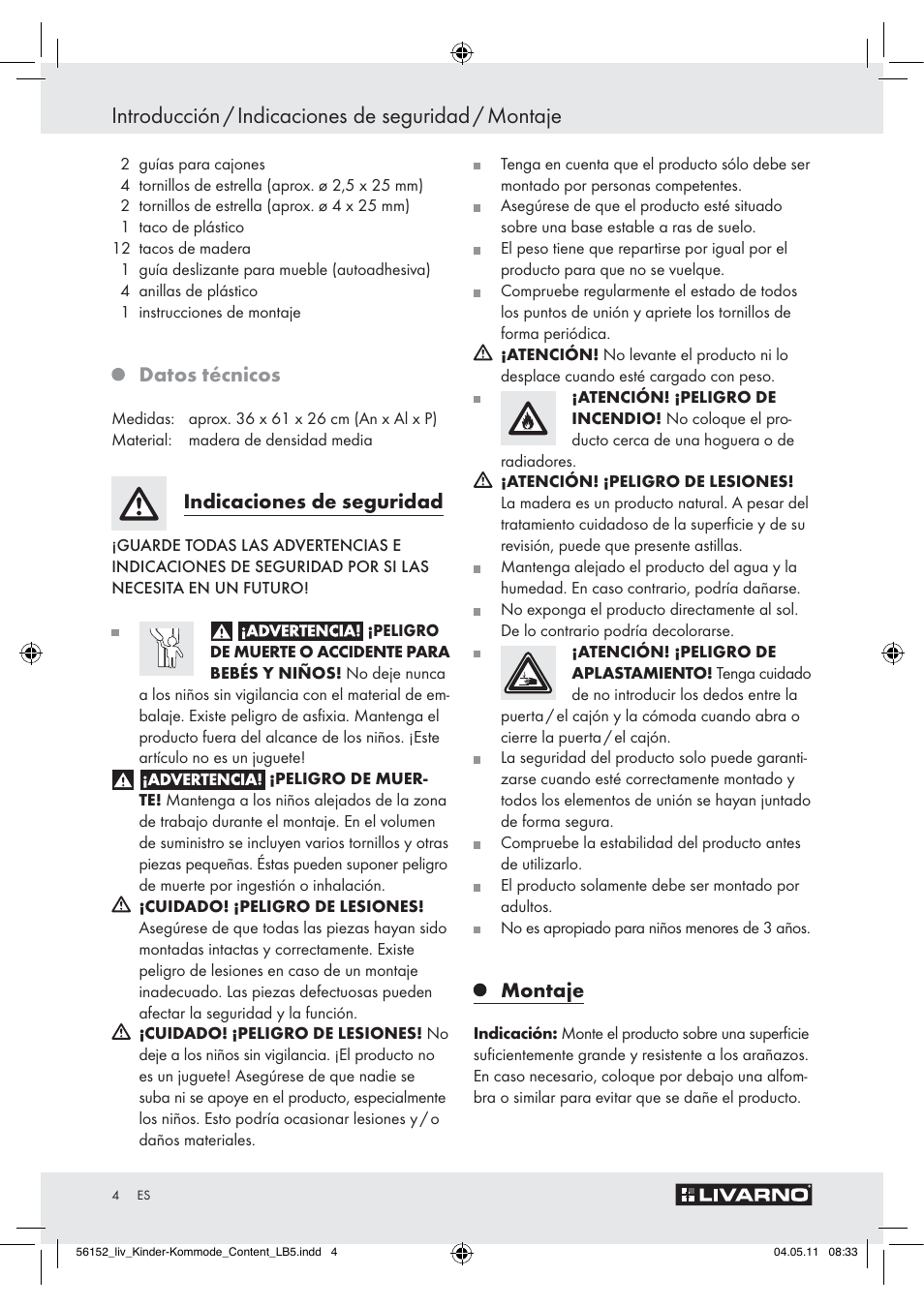 Introducción / indicaciones de seguridad / montaje, Datos técnicos, Indicaciones de seguridad | Montaje | Livarno Z30613A/Z30613B User Manual | Page 2 / 18