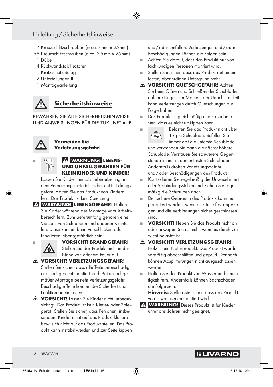 Einleitung / sicherheitshinweise, Sicherheitshinweise | Livarno Z30614A/Z30614B User Manual | Page 14 / 18