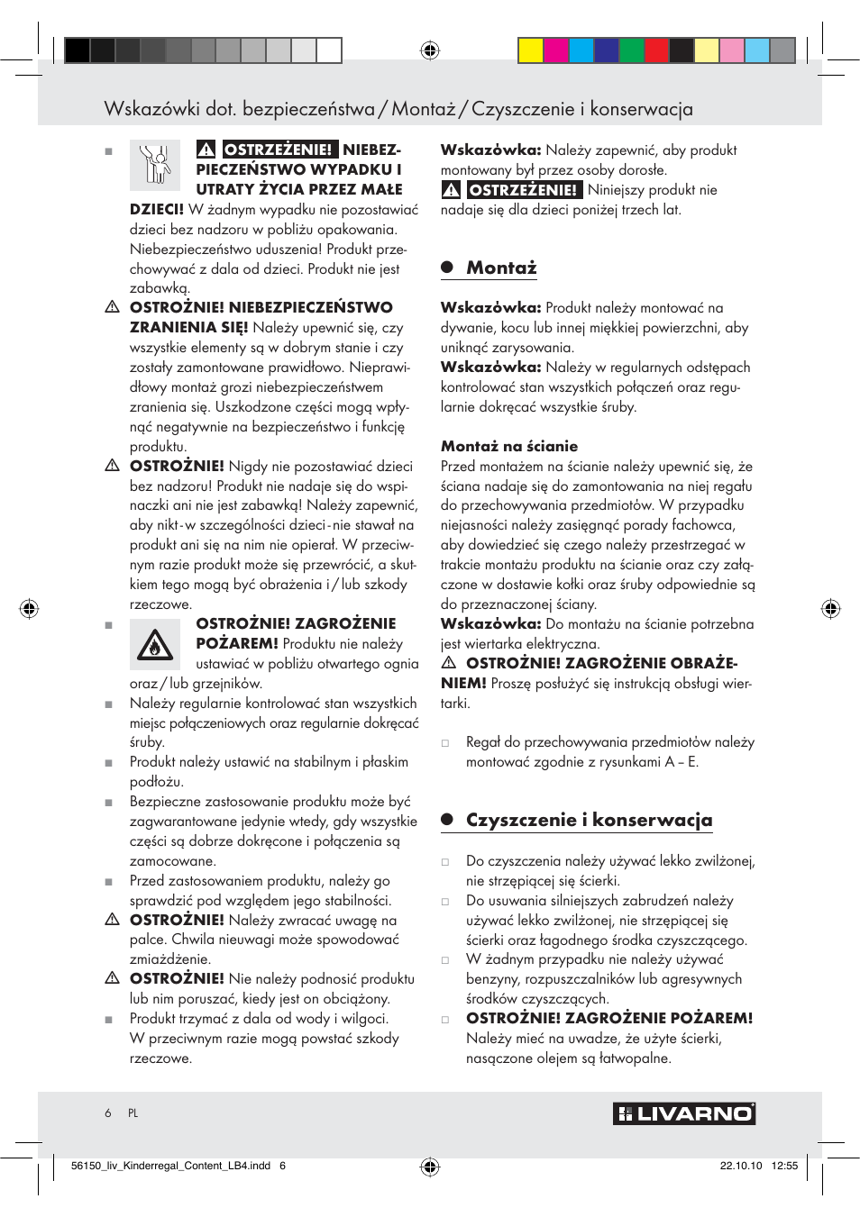 Montaż, Czyszczenie i konserwacja | Livarno Z30611 A-B User Manual | Page 4 / 18