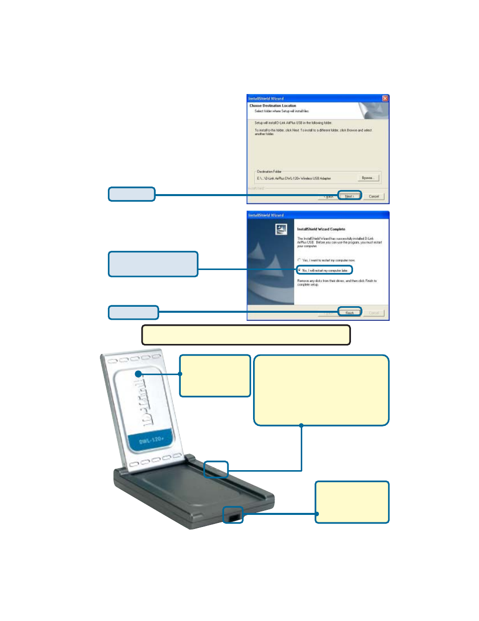 Shut down your computer | D-Link DWL-120+ User Manual | Page 3 / 12