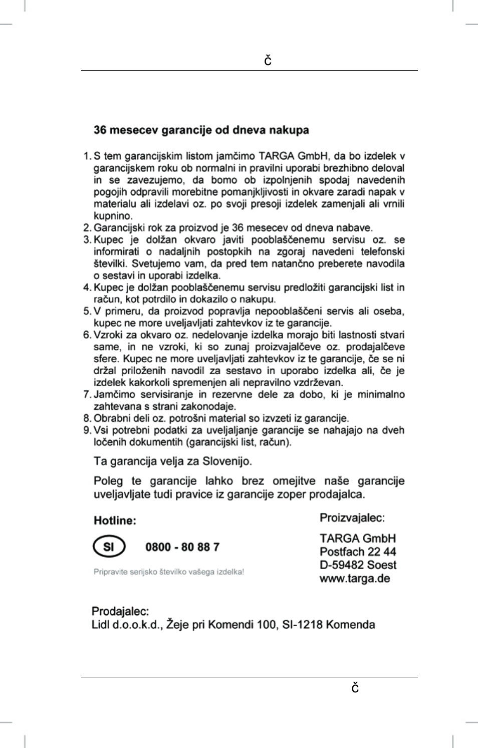 Informacije o garanciji | Livarno LHS 55 A1 User Manual | Page 71 / 125